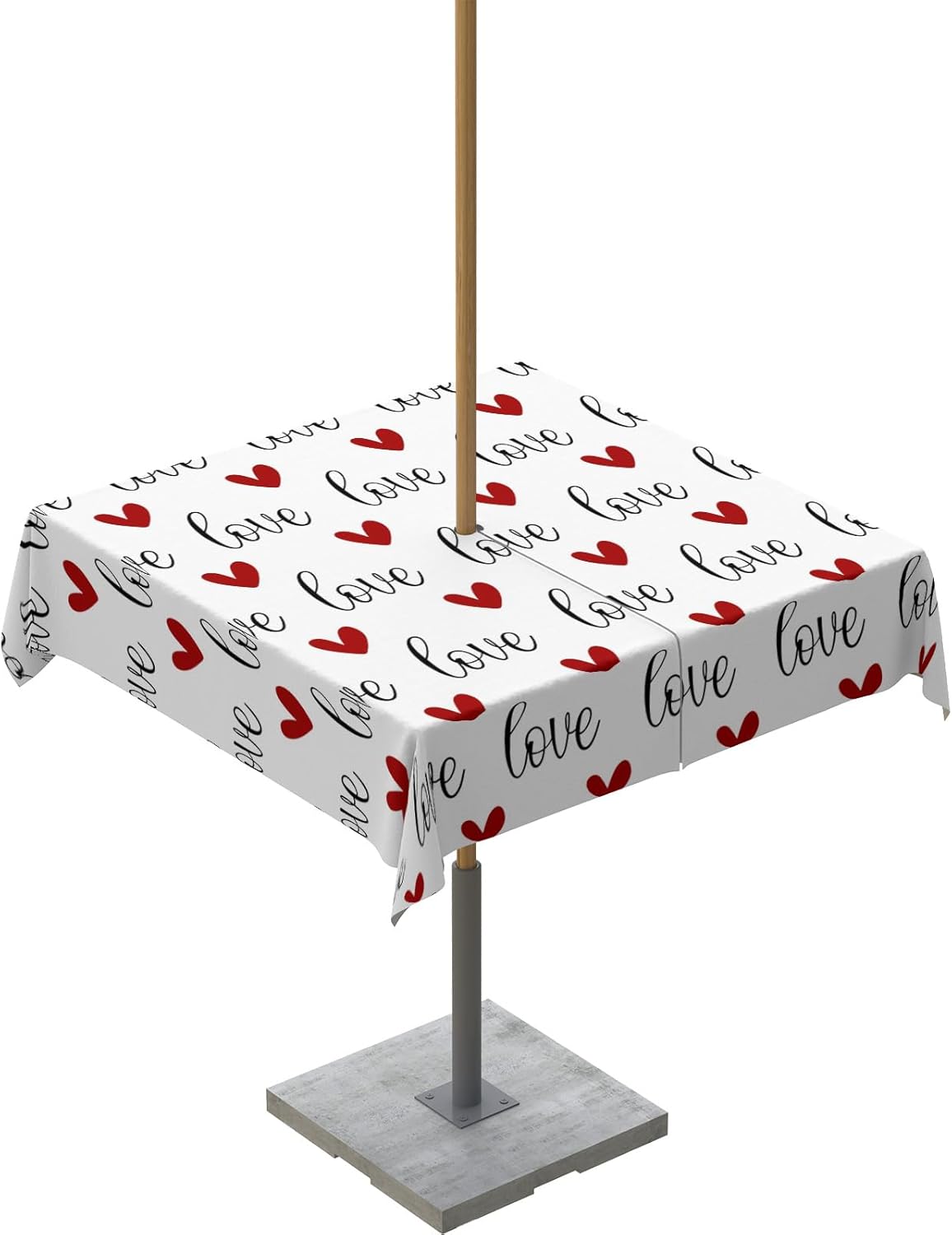 Waterproof Valentine's Day Tablecloth - Red Sweet Heart 54x54in