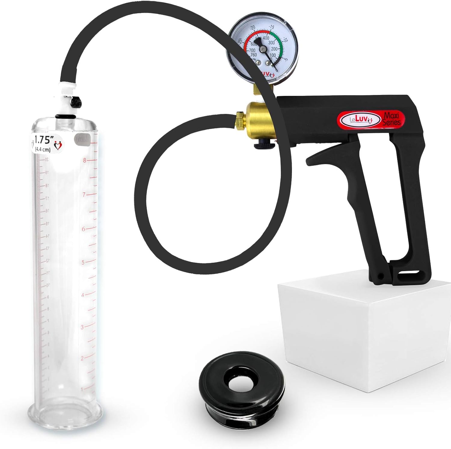 LeLuv Black Maxi Penis Pump with Gauge for Ultimate Pleasure