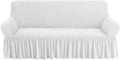 Sofa Slipcover White 3 Seater - High Stretch Durable Protector