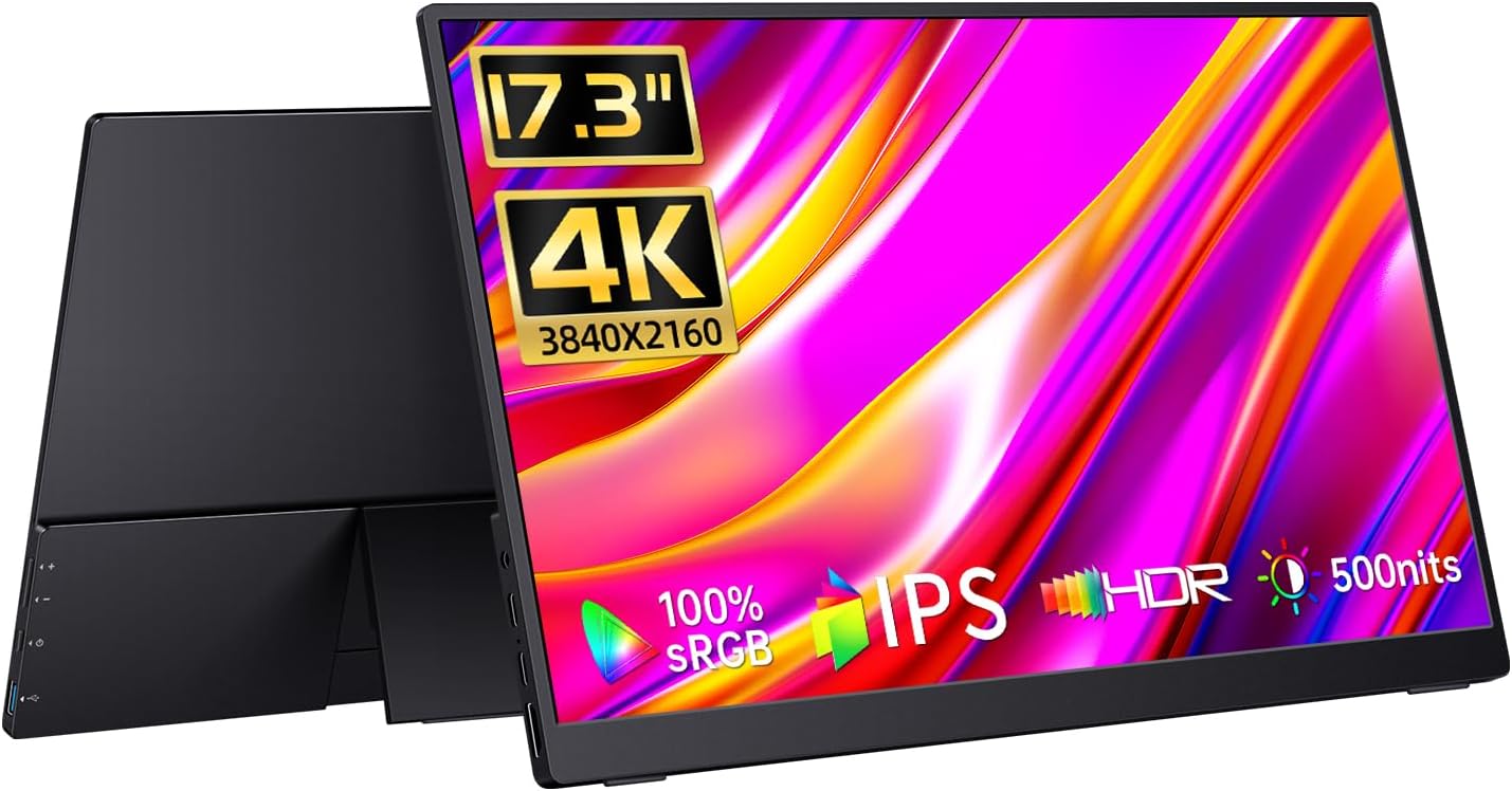 17.3 Portable Monitor 4K with Built-in Kickstand and Speakers