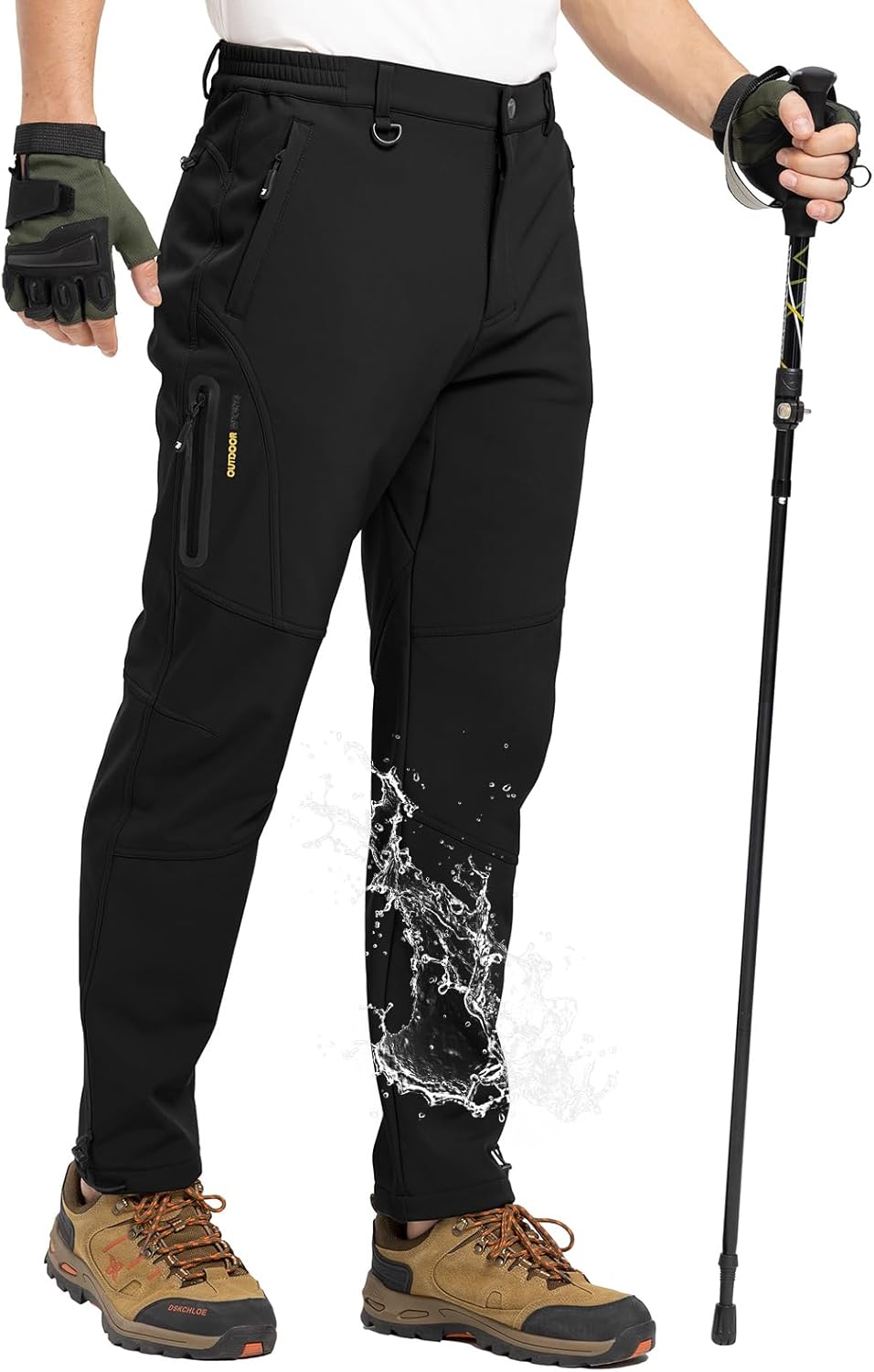 TBMPOY Men's Snow Pants Waterproof Insulated Fleece Lined