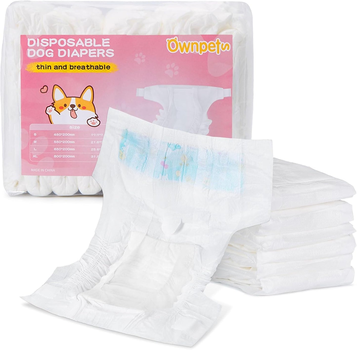 Ownpets Disposable Female Dog Diapers - Super Absorbent & Leak-Proof - Large 10 PCs