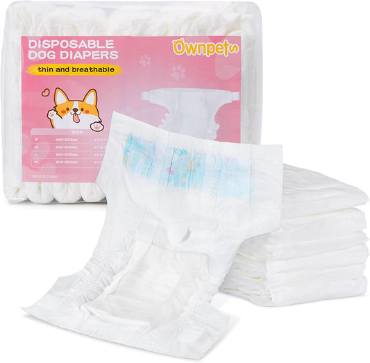 Ownpets Disposable Female Dog Diapers - Super Absorbent & Leak-Proof - Large 10 PCs