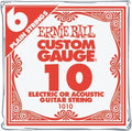 Ernie Ball Nickel Plain Single Guitar String.010 6-Pack - Durable