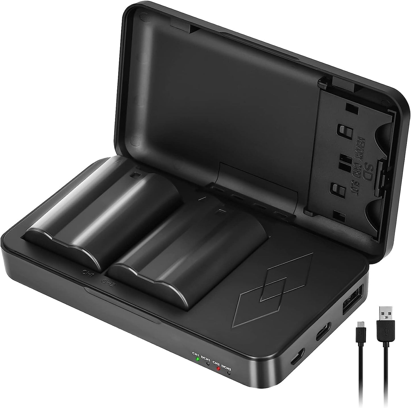EN-EL15C Batteries and Charger Case for Nikon Cameras - 2 Pack