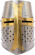 AnNafi Brass Crusader Helmet - Wearable Medieval Knight Helm