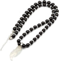 Natural Raw Tourmaline Pendant Black Onyx 8mm Bead (Style PVDJ)