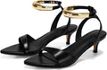 Womens Low Kitten Heels Strappy Pointed Open Toe Sandals - Dressy