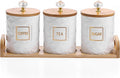 Ceramic Canisters Set for Sugar Coffee Tea - Elegant 3-Piece Storage