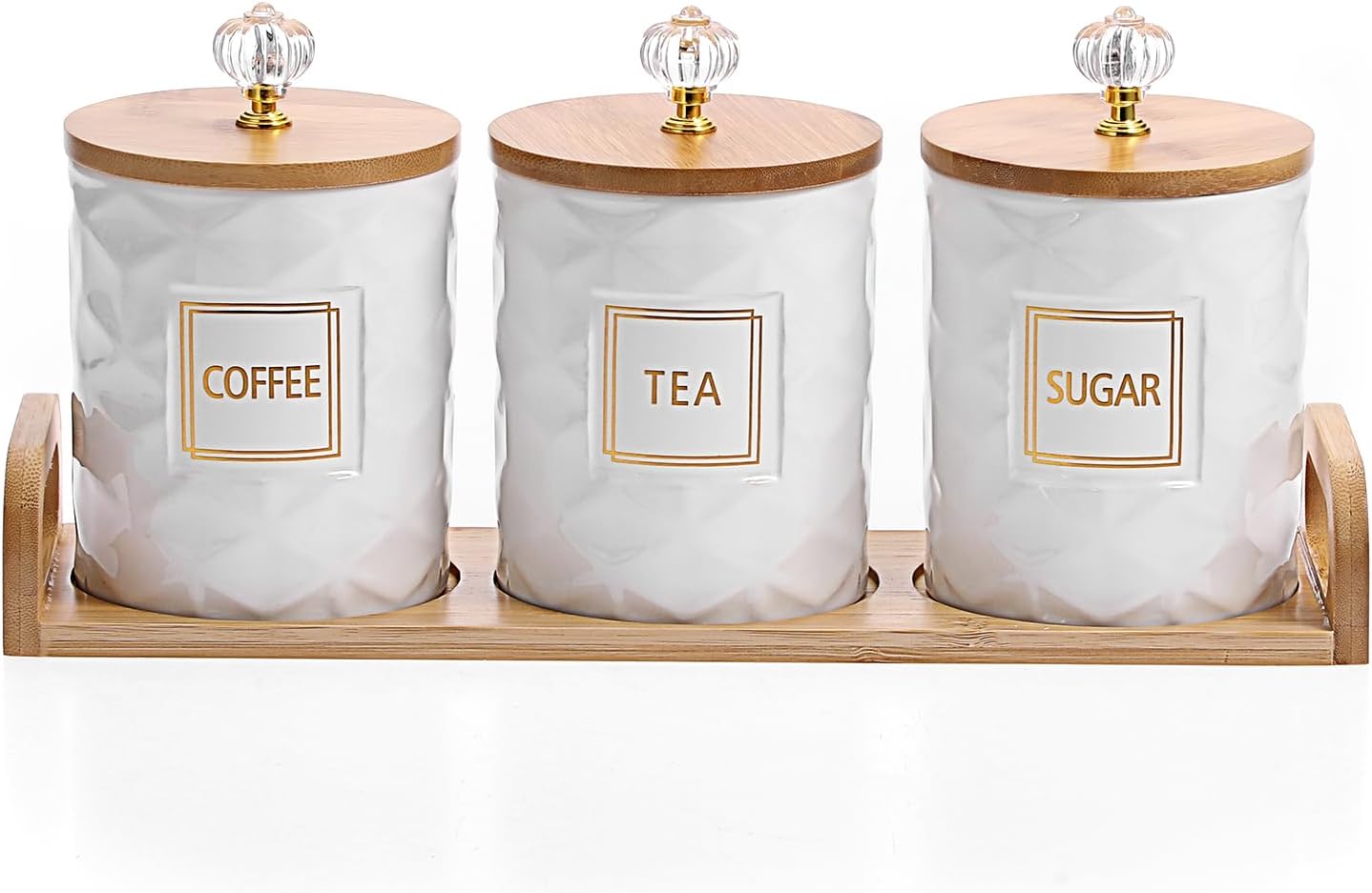 Elegant Ceramic Canisters Set for Sugar Coffee Tea Storage