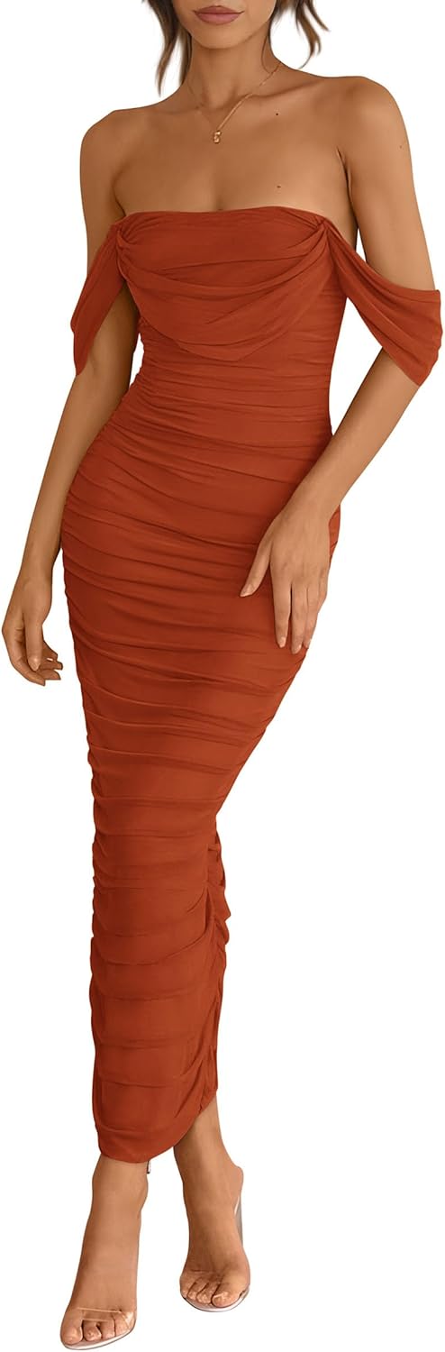 PRETTYGARDEN Womens Off The Shoulder Dress for Summer Parties