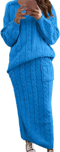 CHARTOU Women's Winter Chunky Cable Knit Long Skirt Set - Cozy Midi