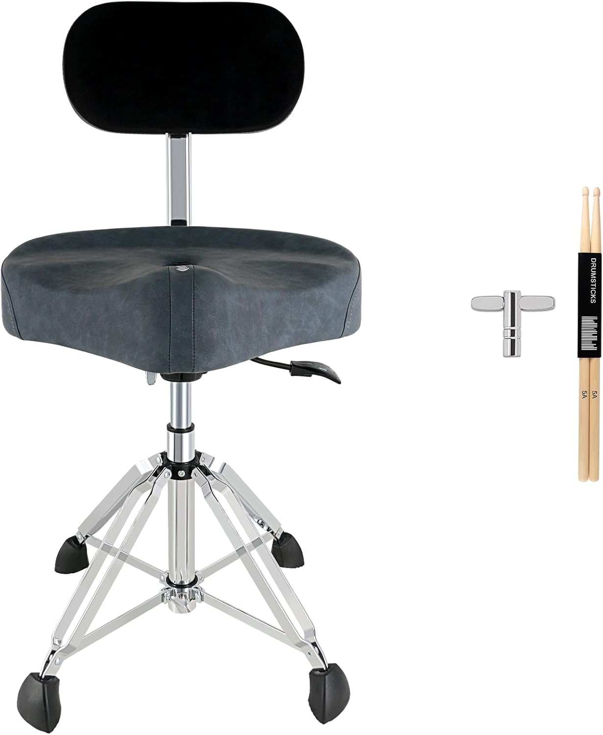ROWELL Drum Throne with Backrest: Adjustable Hydraulic Stool