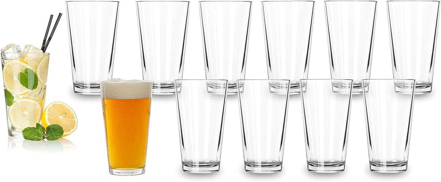Classic Premium Beer Pint Glasses Set of 12 for All Beverages