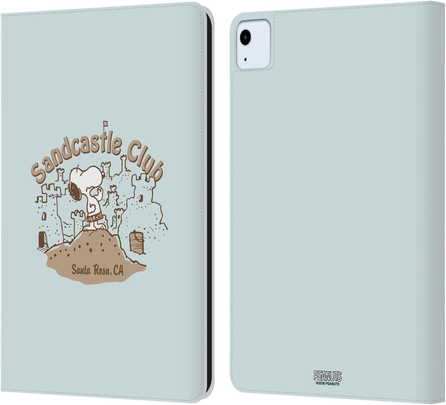 Peanuts Sand Castle Beach Snoopy Leather Wallet Case for iPad Air