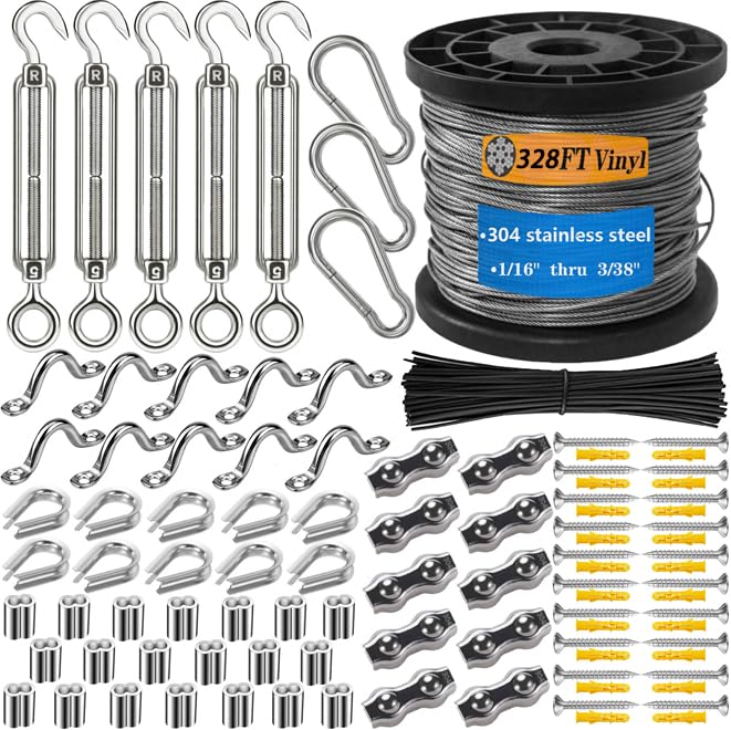 M5 304 Stainless Steel Turnbuckle Tension Wire Kit for Outdoor Use
