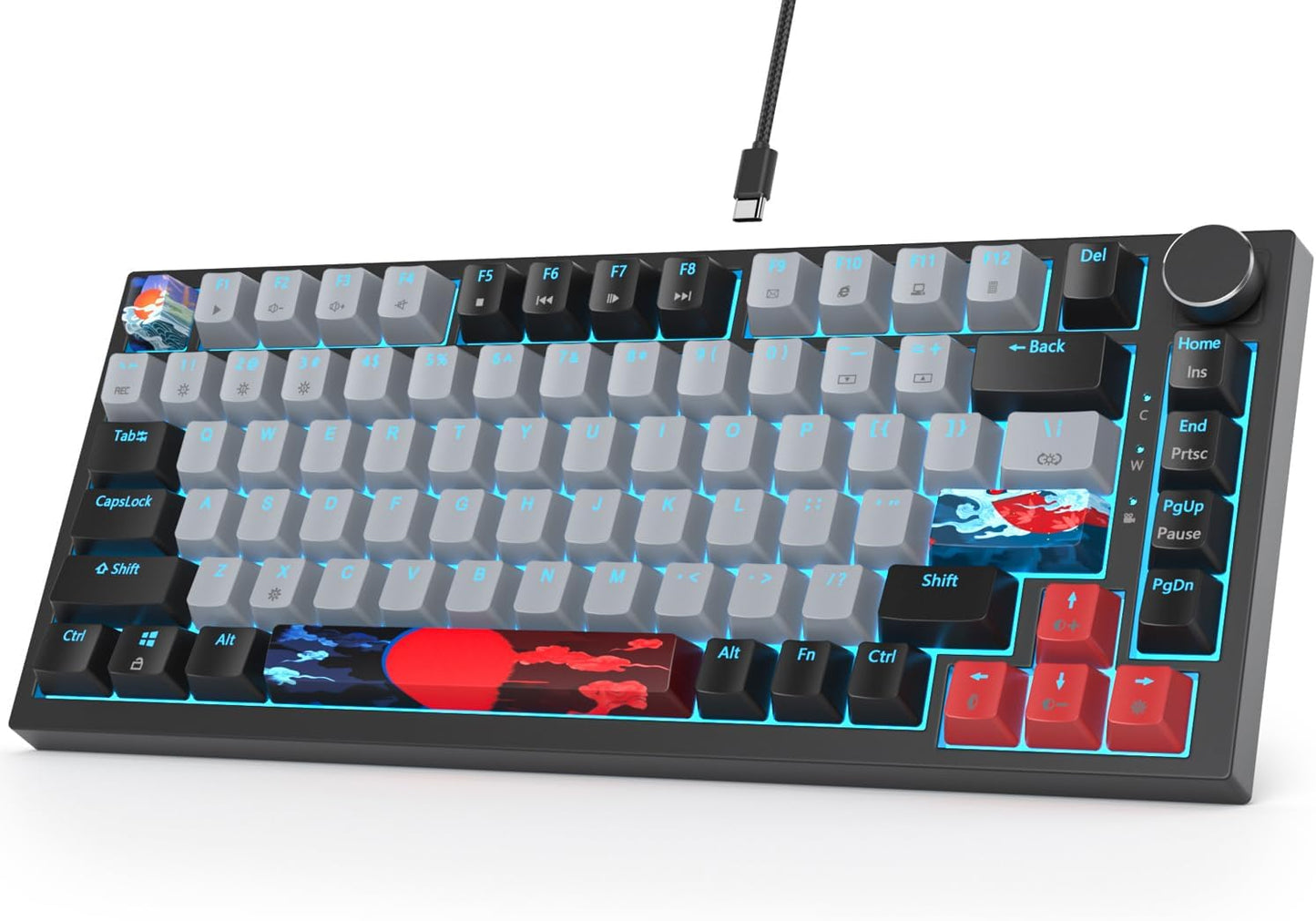Fogruaden Wired 75% Mechanical Keyboard with RGB Backlit Design