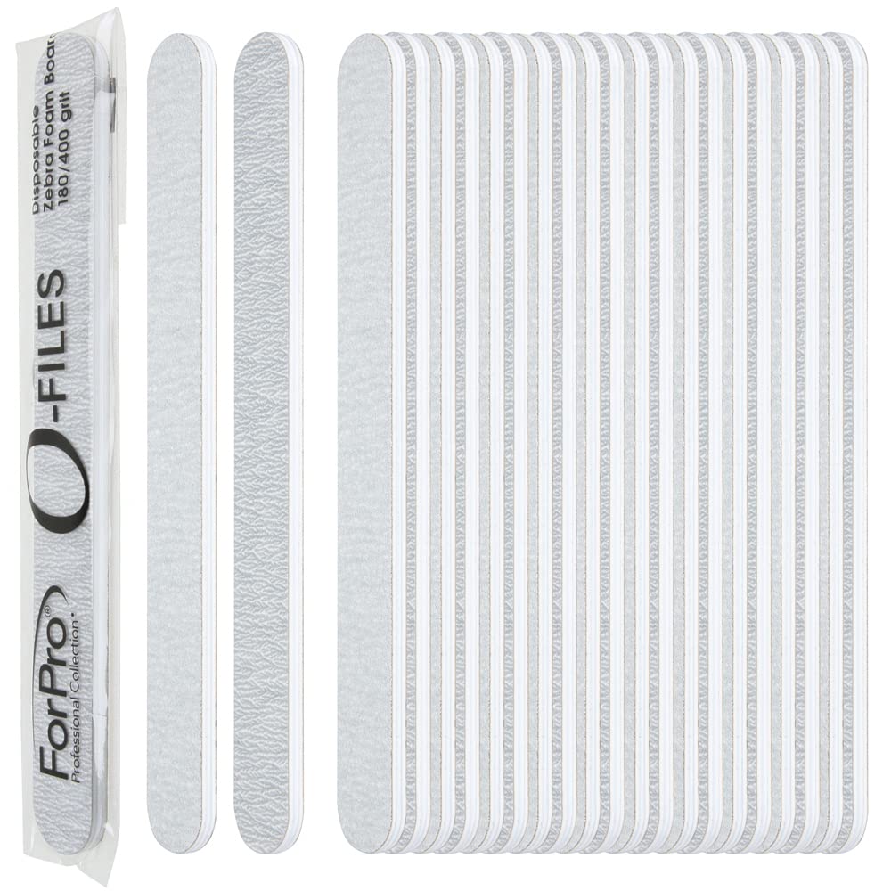 ForPro O-Files Double-Sided Zebra Nail File, 100 Count