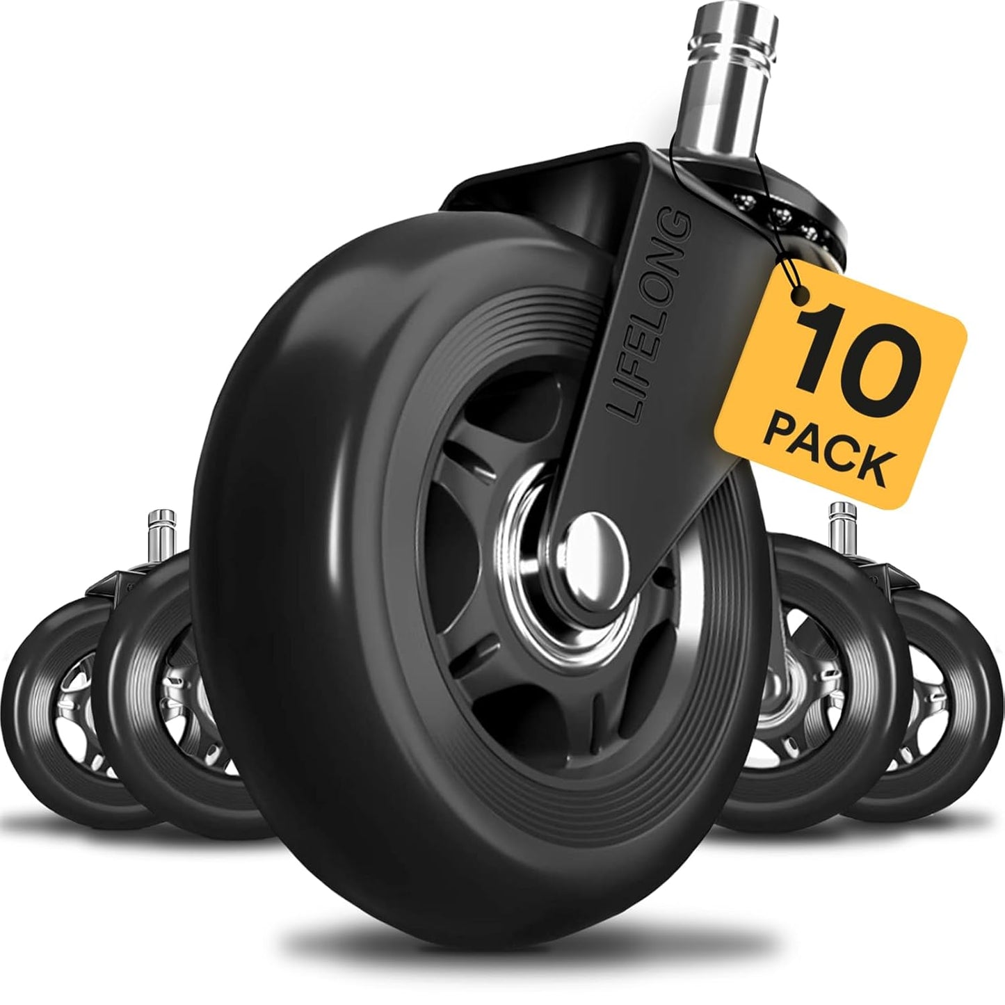Heavy Duty Chair Casters for Hardwood & Carpet - Set of 5