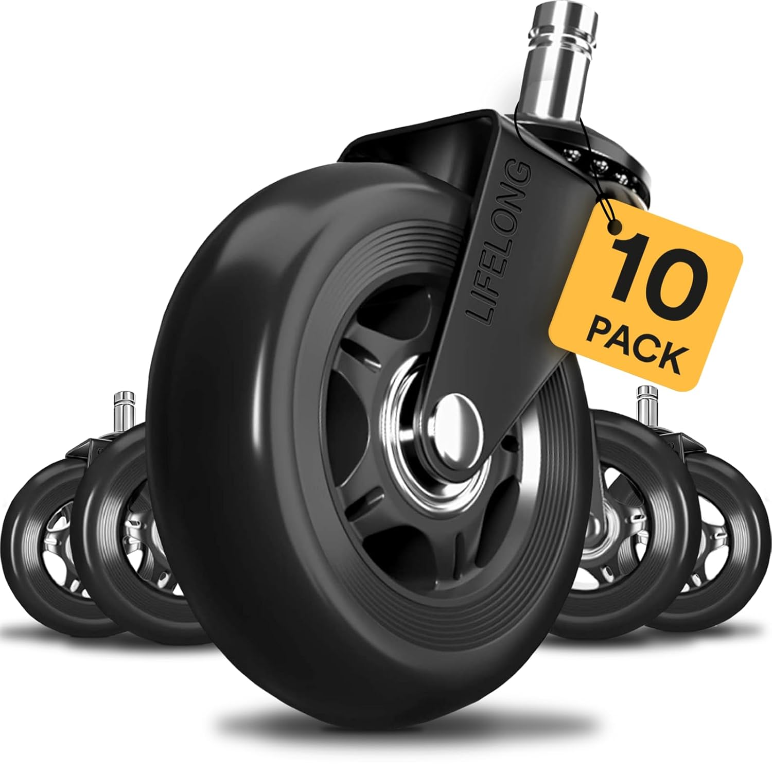 Heavy Duty Chair Casters for Hardwood & Carpet - Set of 5