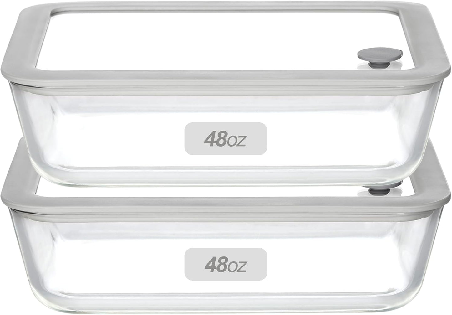 Glass Food Containers with Glass Lid - 48oz Meal Prep Set
