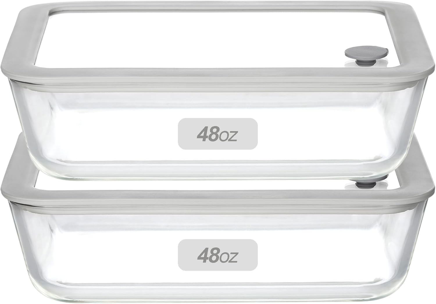 Glass Food Containers with Glass Lid - 48oz Meal Prep Set