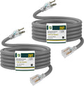 EP 2 Pack 25 Ft Lighted Outdoor Extension Cord - Heavy Duty Power