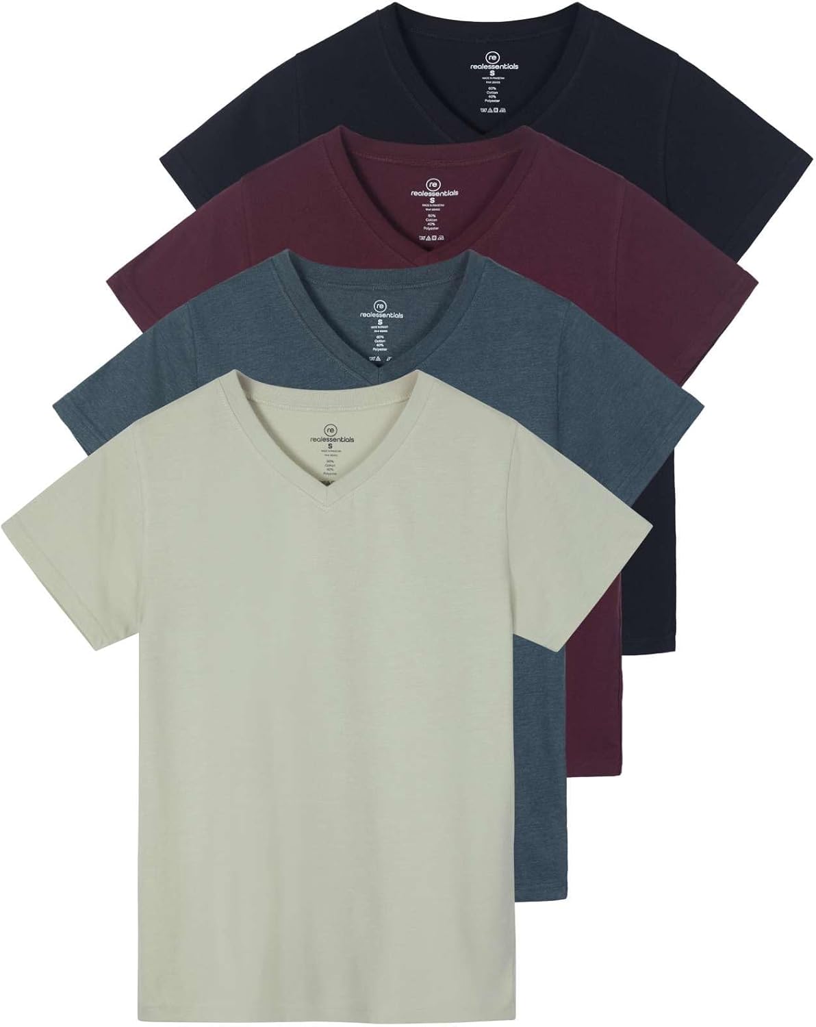 Women's Classic-Fit Cotton Short-Sleeve V-Neck T-Shirt 4 Pack