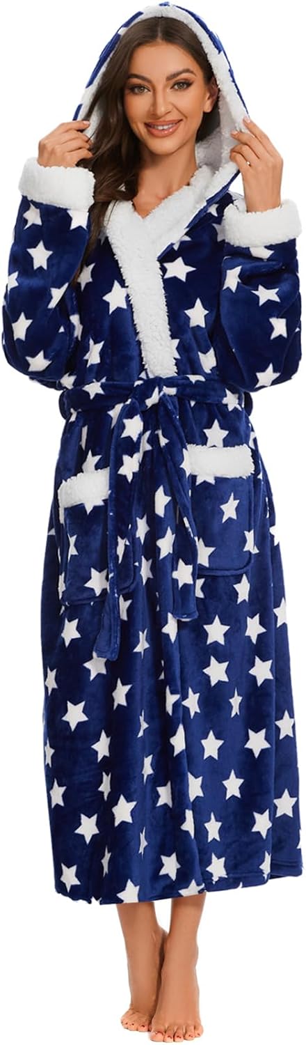 ccko Plush Robes For Women - Soft Warm Fleece Bathrobe