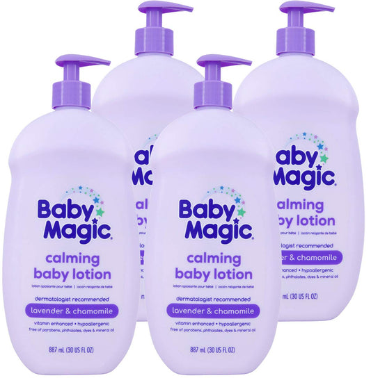 Baby Magic Calming Lotion 30oz x4, Paraben-Free Lavender