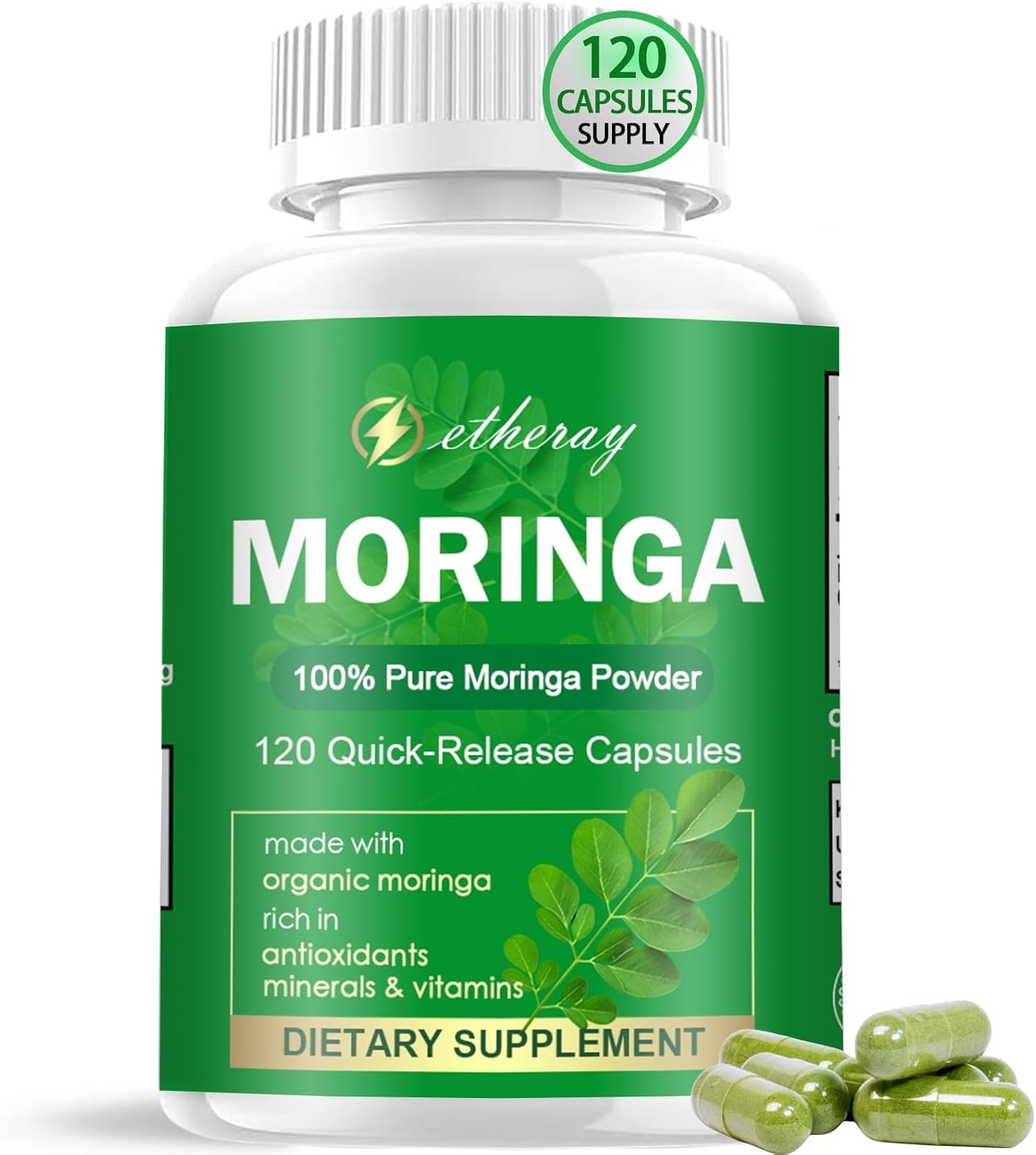 Moringa Capsules for Energy, Skin Health, and Gut Support