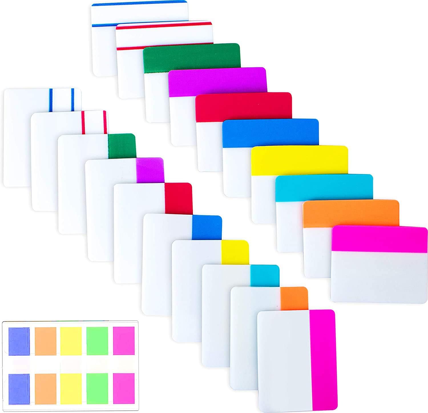 500 Repositionable Sticky Tabs, 10 Colors - ELII