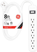 GE 6-Outlet Power Strip 8 ft Extension Cord - Grounded, Resettable