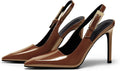 Women's Patent Leather Slingback Stiletto Pumps - Chic Pointed Toe