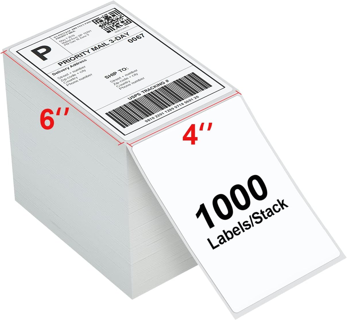 KingTac 4x6 Thermal Labels - 1000 Pack, Commercial Grade