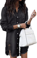 Zilcremo Women Denim Shirt Dresses for Casual Style