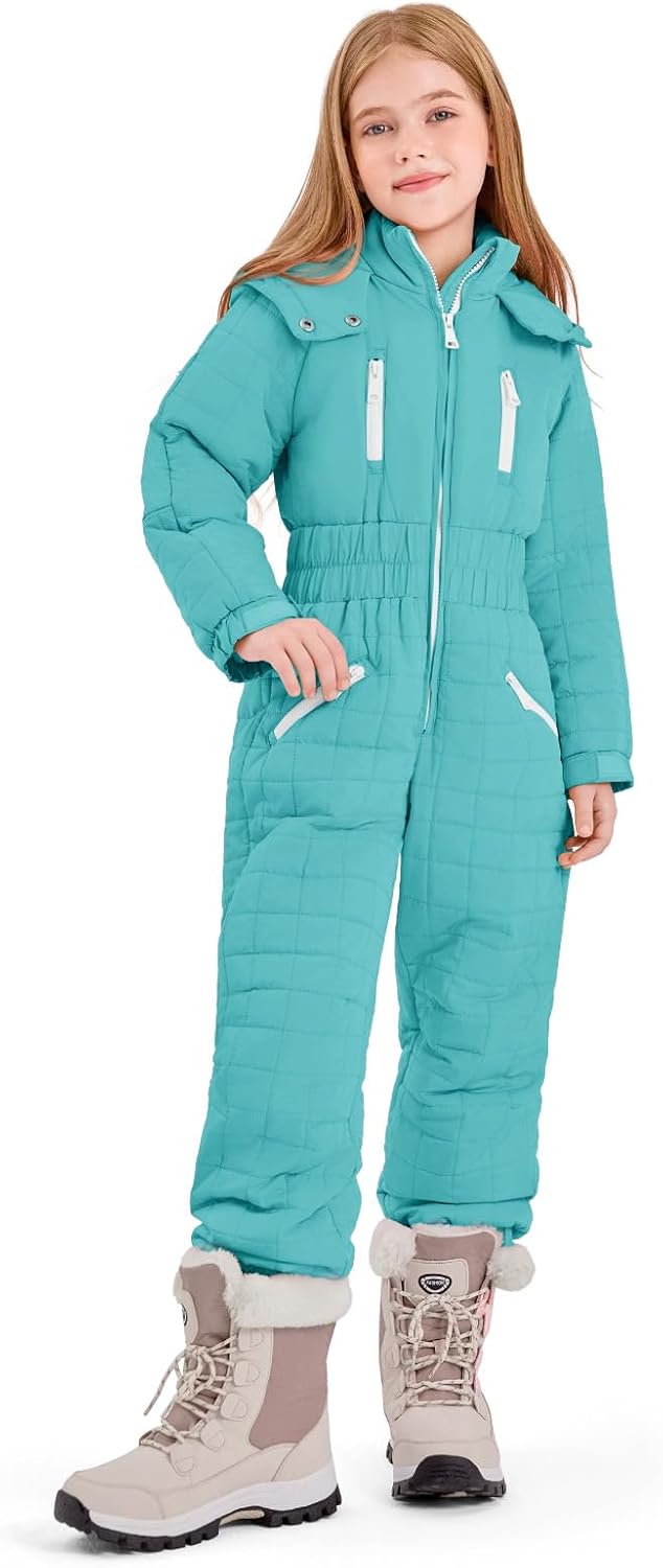 Haloumoning Kids Snow Suit Waterproof Insulated One Piece Ski Suit