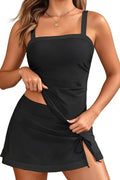 Women Tankini Swimsuits with Skirt - Black Two Piece Tummy Control