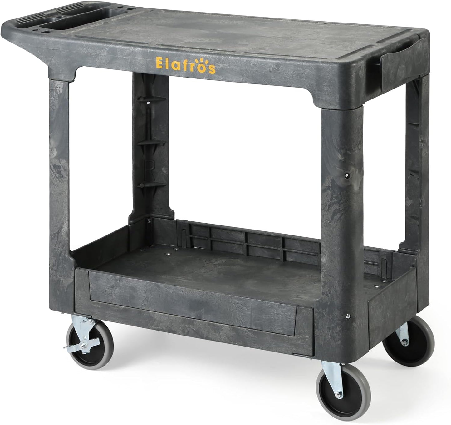 ELAFROS Heavy Duty Plastic Utility Cart for Warehouse and Garage