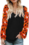 Boho Tops for Women Long Sleeve V Neck Tunic - Flowy Patchwork