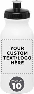Custom 20 oz. Water Bottles with Push Cap Set of 10 - Bulk Promo
