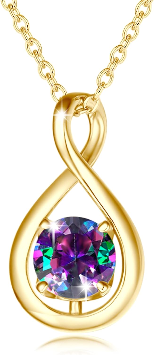 Dainty Infinity Birthstone Necklace for Women in Sterling Silver
