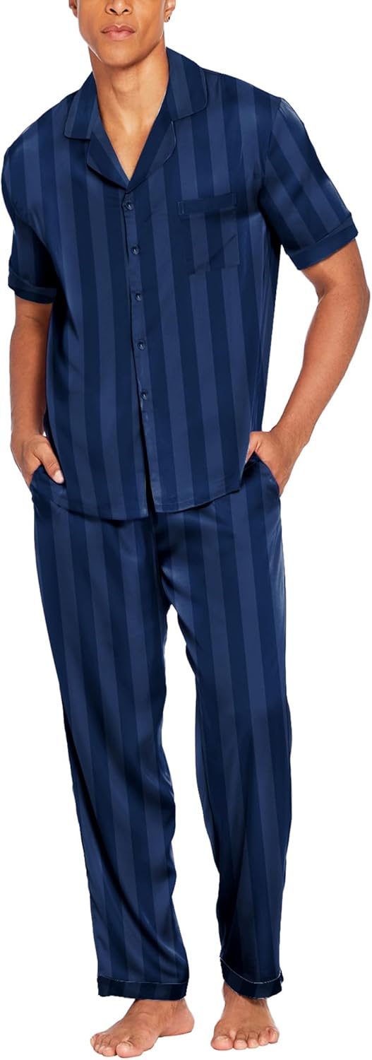 Ekouaer Men Satin Silk Pajamas Set for Ultimate Comfort