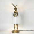 Cute Rabbit Animal Table Lamp 25.6in - Gold Resin Bunny Desk Light