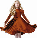 Girls Velvet Dress Ruffled Long Sleeve for Parties and More