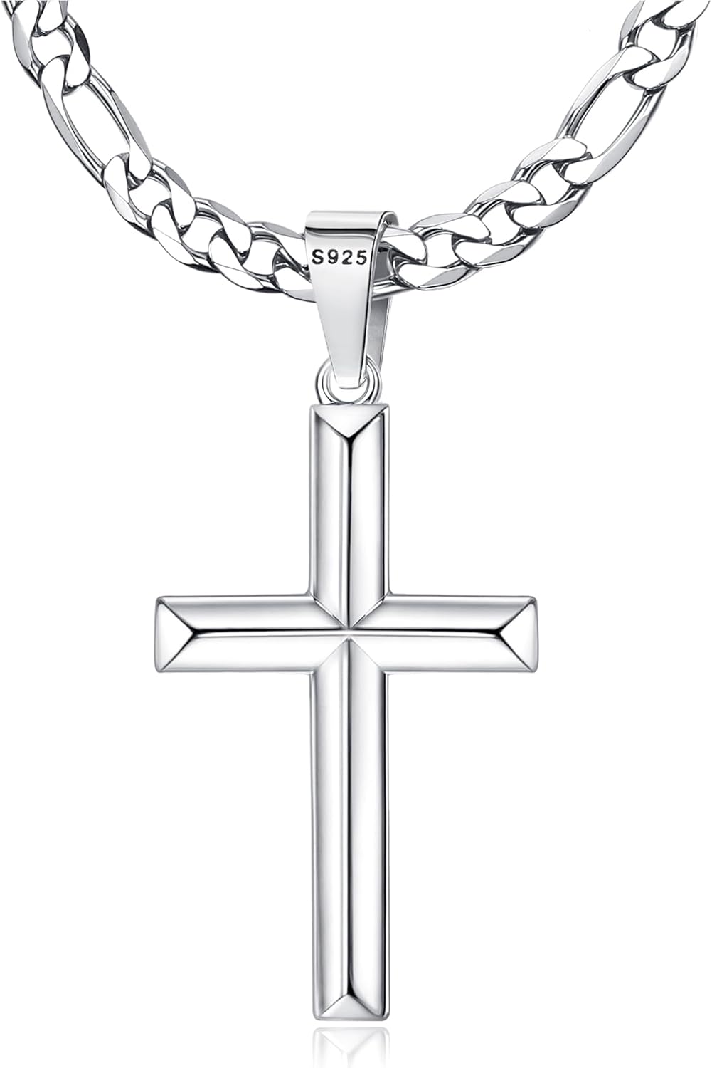 925 Sterling Silver Cross Necklace for Men Women - Durable Chain