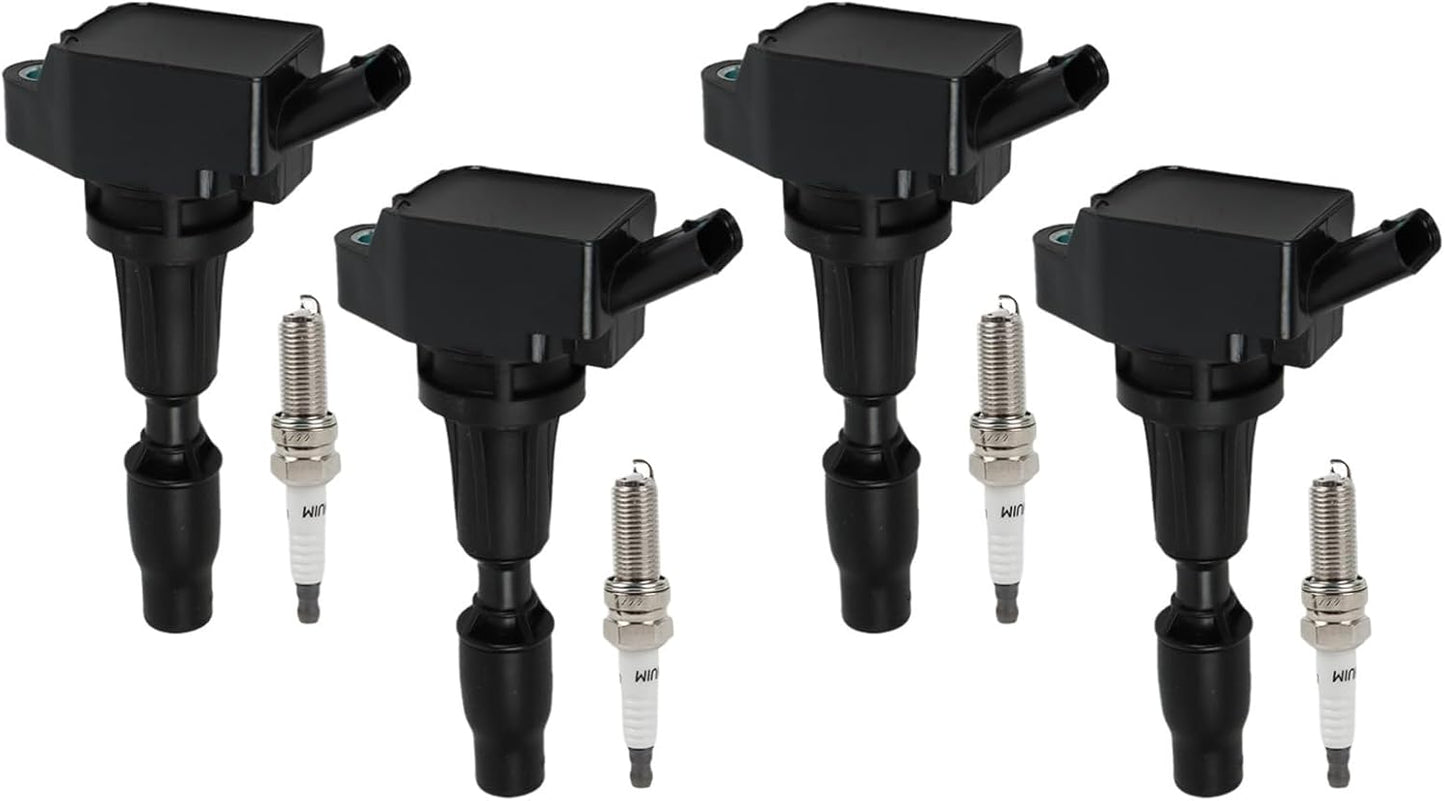4PCS UF764 Ignition Coils and 4PCS Iridium Spark Plugs Set