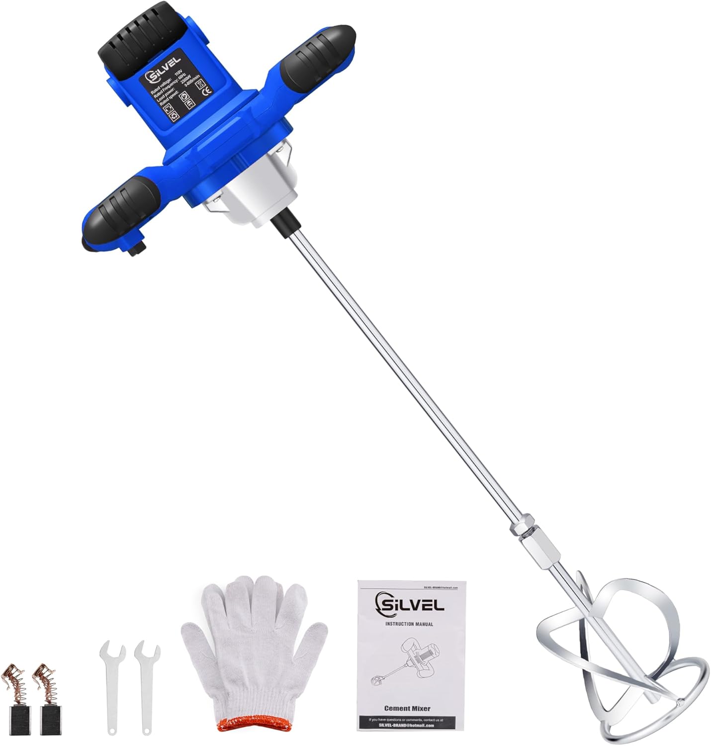 SILVEL Cement Mixer 2300W Handheld Electric Concrete Mixer
