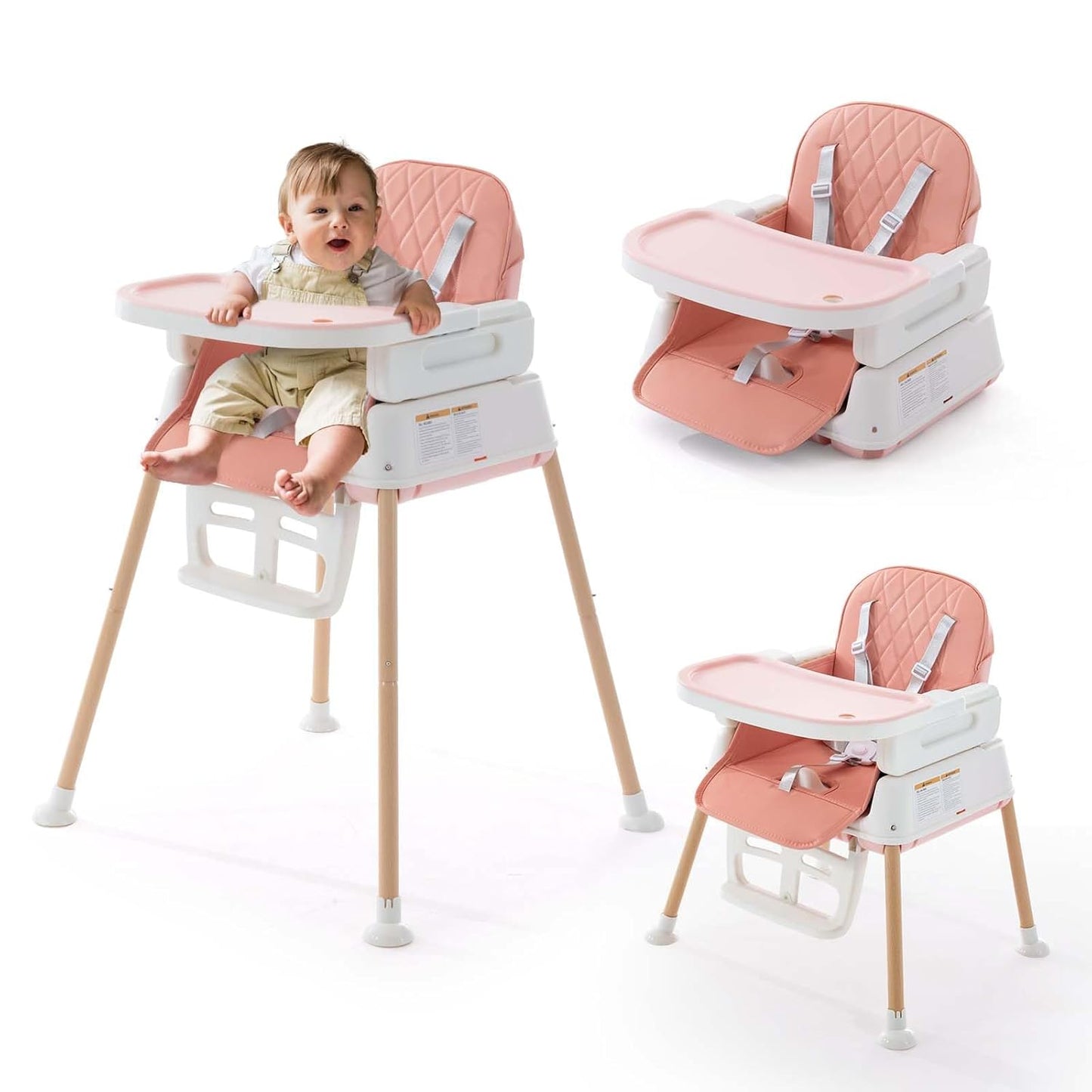 Jaoul 3-in-1 Portable Baby High Chair - Adjustable & Convertible Feeding Booster