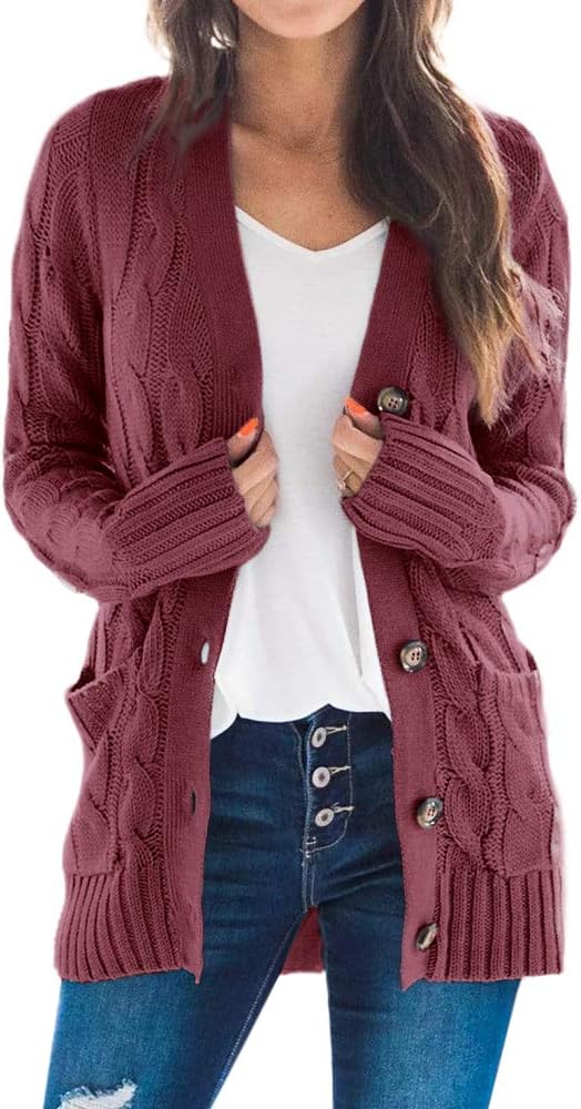 Goranbon Women's Cable Knit Cardigan for Stylish Layering